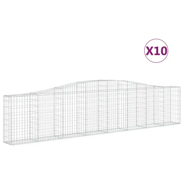 Kaarekujulised gabioonkorvid tugiseinaks, 10 tk, hõbedane tsingitud raud, 400 x 30 x 80/100 cm – 2