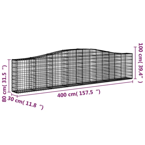 Kaarekujulised gabioonkorvid tugiseinaks, 10 tk, hõbedane tsingitud raud, 400 x 30 x 80/100 cm – 6