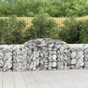 Kaarekujulised gabioonkorvid aiaseinaks, 11 tk, tsingitud raud, hõbedane, 300 x 50 x 80/100 cm