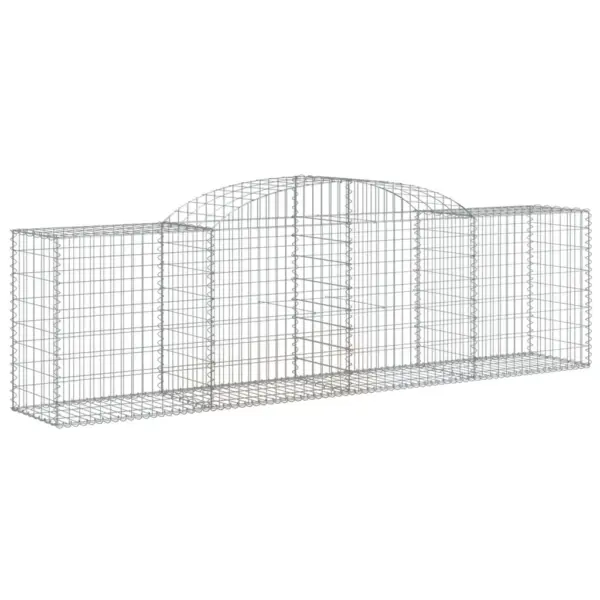 Kaarekujulised gabioonkorvid aiaseinaks, 11 tk, tsingitud raud, hõbedane, 300 x 50 x 80/100 cm – 3