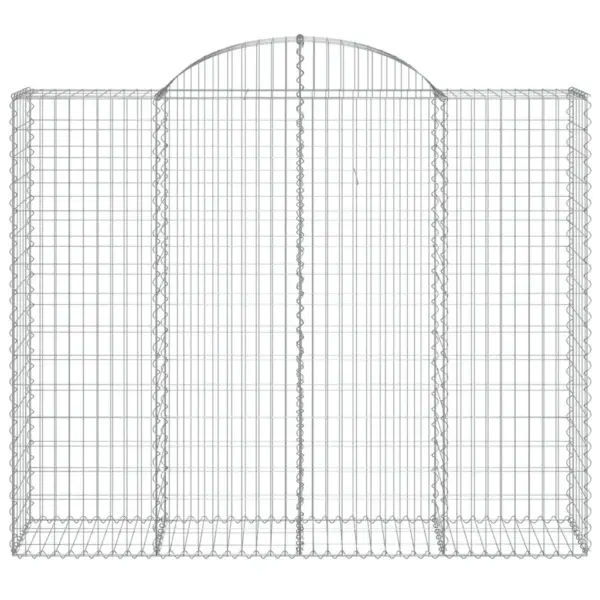 Kaarekujulised gabioonkorvid aiamüüriks, 12 tk, 200 x 50 x 160/180 cm, tsingitud raud, hõbedane – 4