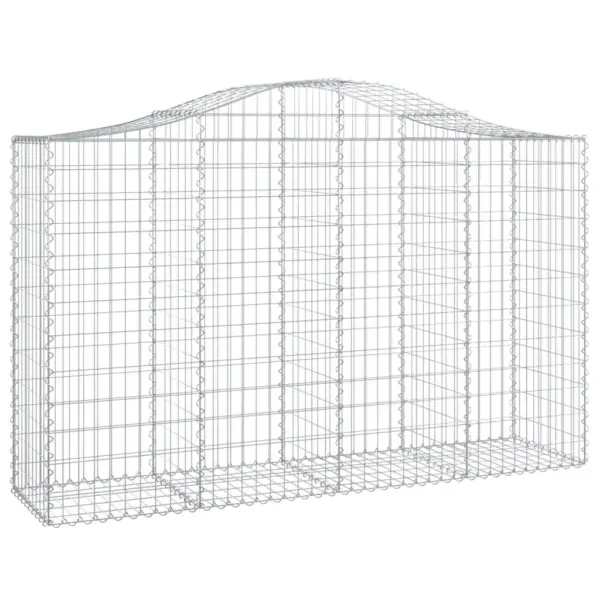 Kaarekujulised gabioonkorvid aiaseinaks, 15 tk, 200 x 50 x 120/140 cm, tsingitud raud, hõbedane - 3