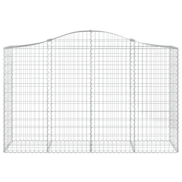 Kaarekujulised gabioonkorvid aiaseinaks, 15 tk, 200 x 50 x 120/140 cm, tsingitud raud, hõbedane - 4
