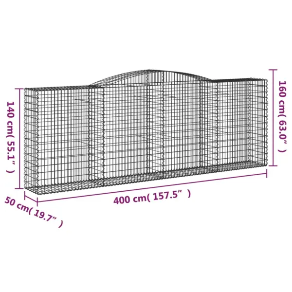 Kaarekujulised gabioonkorvid tugiseinaks, 15 tk, hõbedane tsingitud raud, 400 x 50 x 140/160 cm – 6