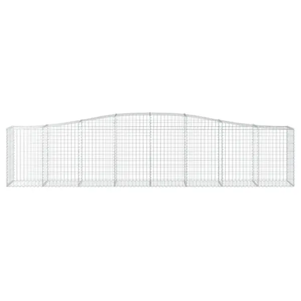 Kaarekujulised gabioonkorvid aiamüürile, 15 tk, tsingitud raud, hõbedane, 400 x 50 x 80/100 cm – 4
