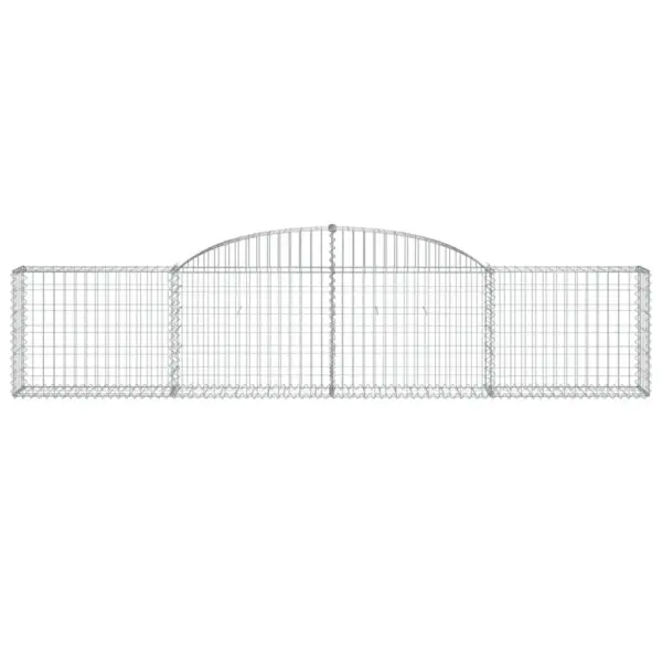 Kaarekujulised gabioonkorvid aiale, 2 tk, tsingitud raud, 300 x 30 x 60/80 cm, hõbedane – 4