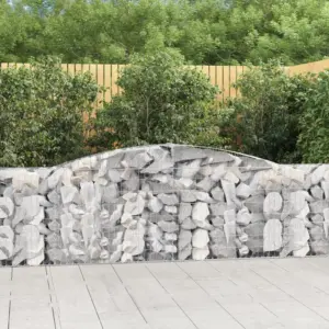 Kaarekujulised gabioonkorvid tugiseinaks, 2 tk, hõbedane tsingitud raud, 400 x 30 x 100/120 cm