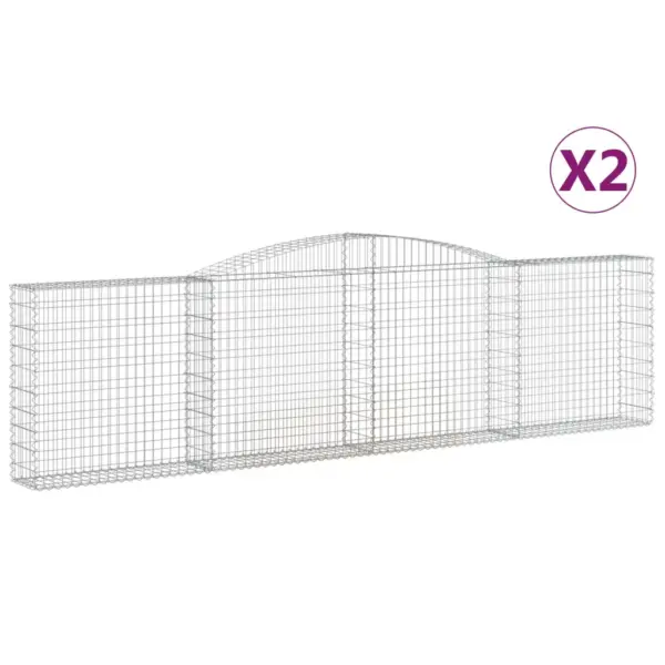 Kaarekujulised gabioonkorvid tugiseinaks, 2 tk, hõbedane tsingitud raud, 400 x 30 x 100/120 cm – 2
