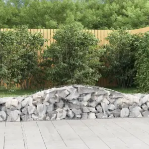 Kaarekujulised gabioonkorvid tugiseinaks, 2 tk, tsingitud raud, hõbedane, 400 x 50 x 40/60 cm