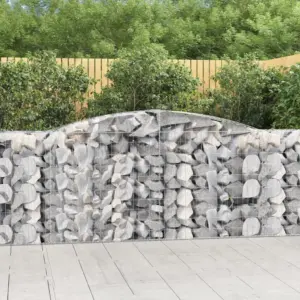 Kaarekujulised gabioonkorvid aiaseinaks, 20 tk, hõbedane tsingitud raud, 400 x 50 x 100/120 cm