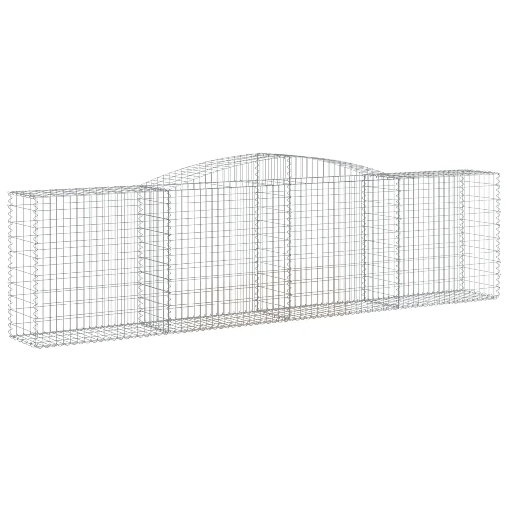 Kaarekujulised gabioonkorvid aiaseinaks, 20 tk, hõbedane tsingitud raud, 400 x 50 x 100/120 cm