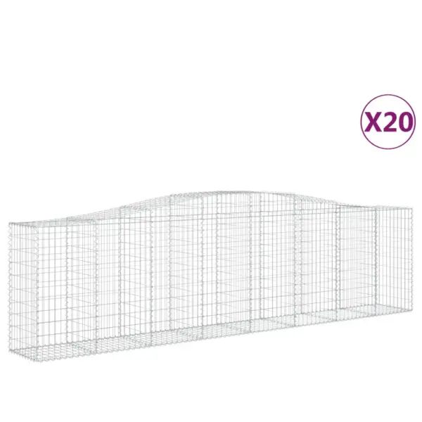 Kaarekujulised gabioonkorvid tugiseinaks, 20 tk, tsingitud raud, hõbedane, 400 x 50 x 100/120 cm - 2