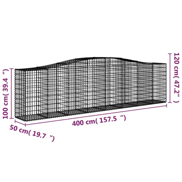 Kaarekujulised gabioonkorvid tugiseinaks, 20 tk, tsingitud raud, hõbedane, 400 x 50 x 100/120 cm - 6