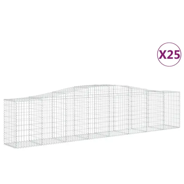 Kaarekujulised gabioonkorvid aiapiirdeks, 25 tk, hõbedane tsingitud raud, 400 x 50 x 80/100 cm – 2