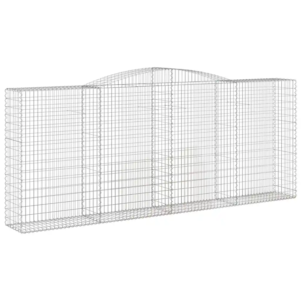 Kaarekujulised gabioonkorvid aiaseinaks, 25 tk, tsingitud raud, hõbedane, 400 x 50 x 160/180 cm