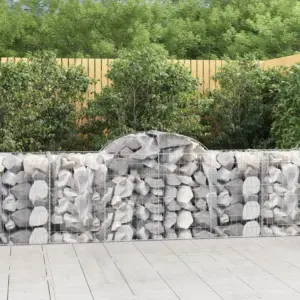 Kaarekujulised gabioonkorvid aiaseinaks, 3 tk, tsingitud raud, hõbedane, 200 x 50 x 80/100 cm