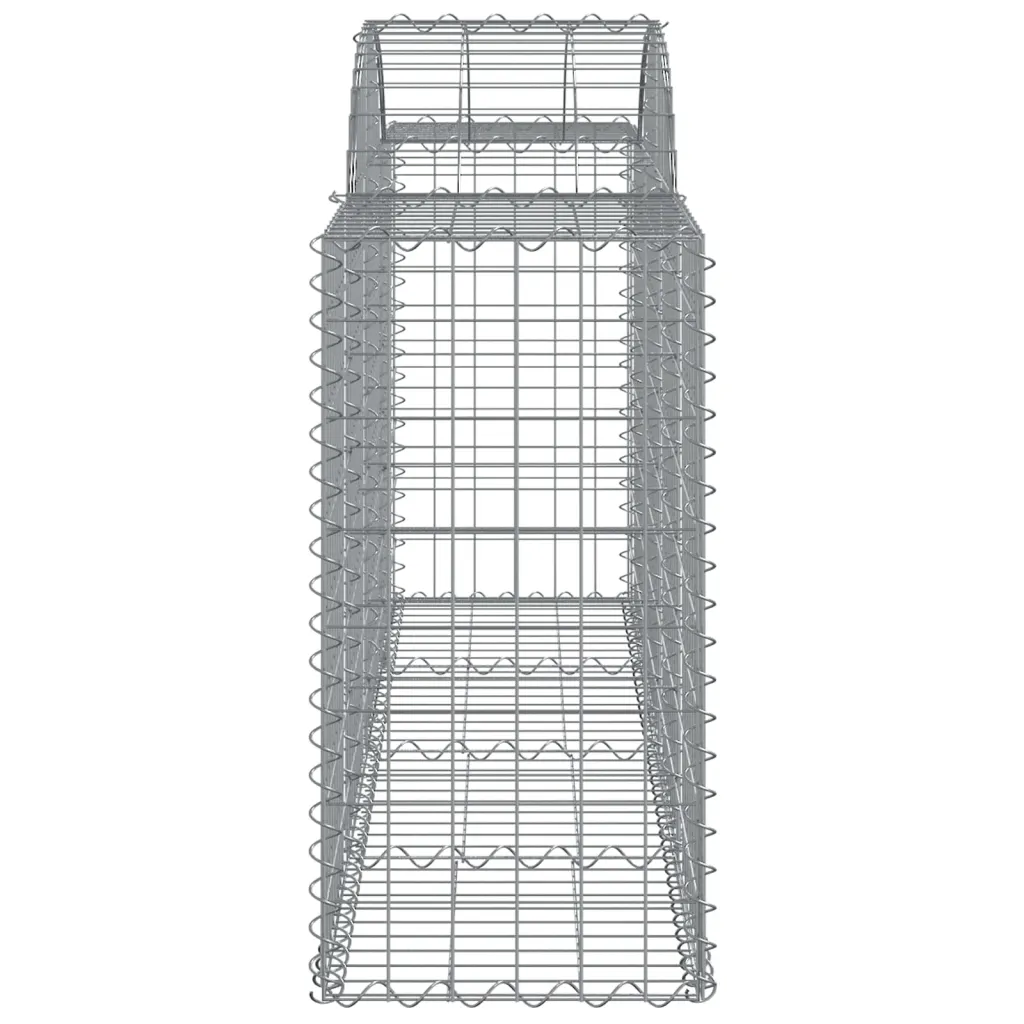 Kaarekujulised gabioonkorvid aiaseinaks, 3 tk, tsingitud raud, hõbedane, 200 x 50 x 80/100 cm