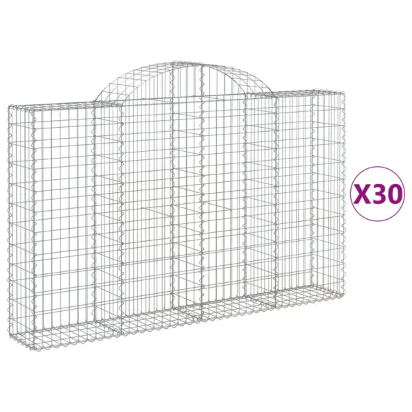 Kaarekujulised gabioonkorvid aiapiirdeks, 30 tk, tsingitud raud, hõbedane, 200 x 30 x 120/140 cm – 2