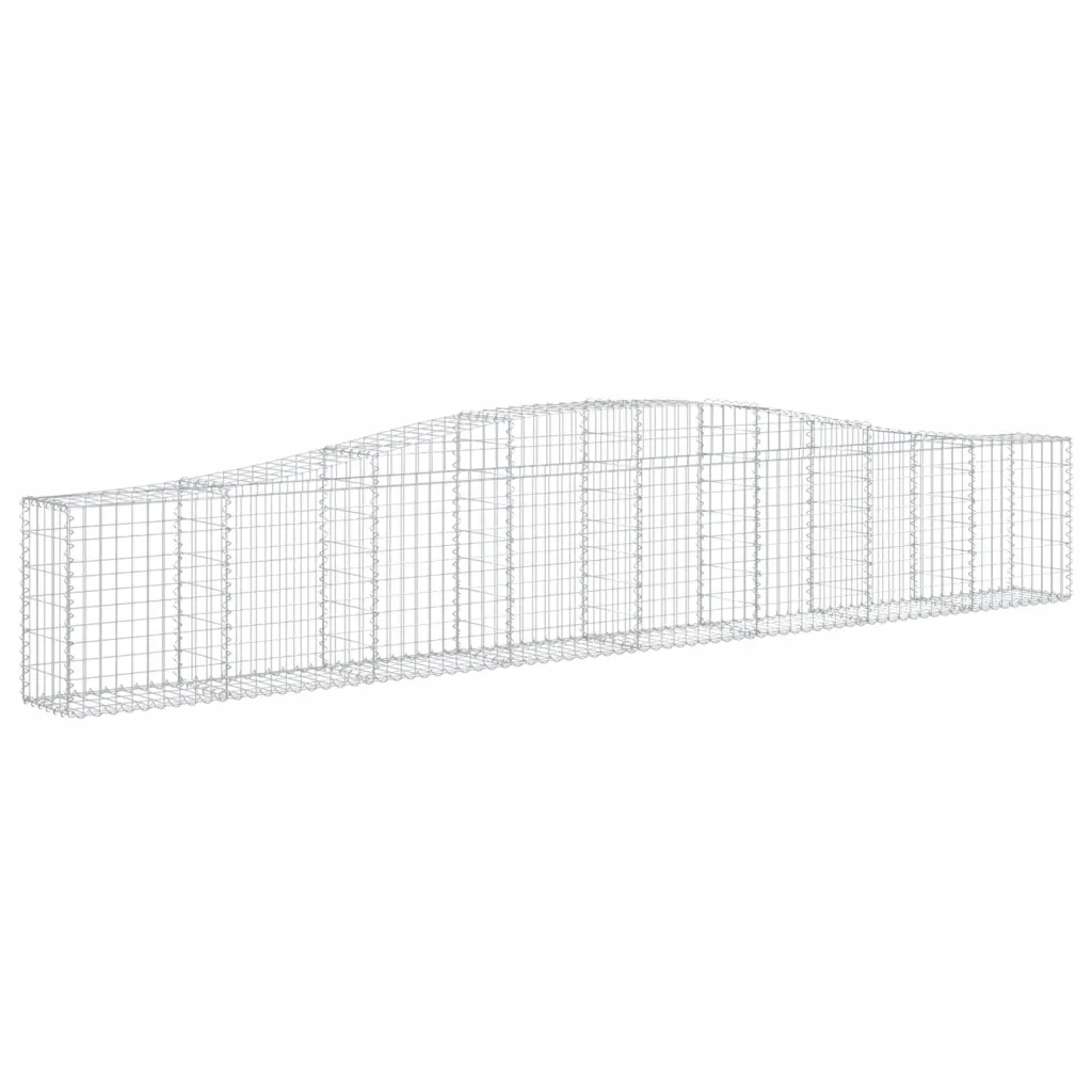 Kaarekujulised gabioonkorvid aiaseinaks, 4 tk, hõbedane tsingitud raud, 400 x 30 x 60/80 cm