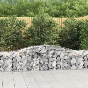Kaarekujulised gabioonkorvid tugiseinaks, 4 tk, tsingitud raud, hõbedane, 400 x 50 x 60/80 cm