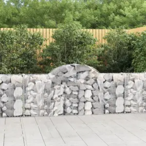 Kaarekujulised gabioonkorvid aiaseinaks, 40 tk, hõbedane tsingitud raud, 200 x 30 x 80/100 cm