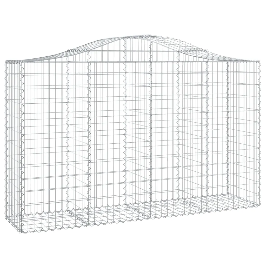 Kaarekujulised gabioonkorvid aiaseinaks, 40 tk, tsingitud raud, hõbedane, 200 x 50 x 120/140 cm