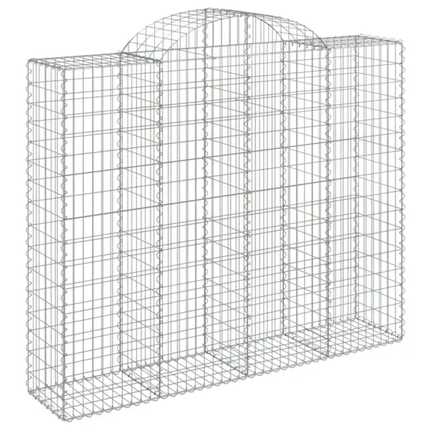 Kaarekujulised gabioonkorvid aiaseinaks, 5 tk, tsingitud raud, hõbedane, 200 x 50 x 160/180 cm – 3