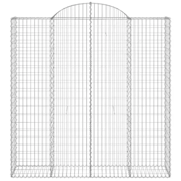 Kaarekujulised gabioonkorvid aiaseinaks, 7 tk, tsingitud raud, hõbedane, 200 x 50 x 200/220 cm – 4