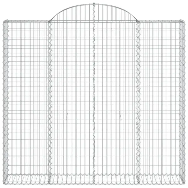 Kaarekujulised gabioonkorvid aiaseinaks, 8 tk, tsingitud raud, hõbedane, 200 x 50 x 180/200 cm – 4