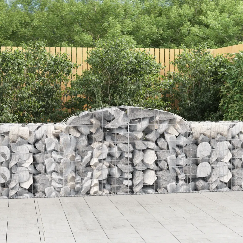 Kaarekujulised gabioonkorvid aiaseinaks, 8 tk, 300 x 50 x 80/100 cm, tsingitud raud