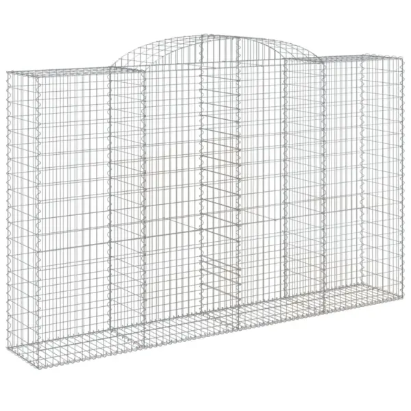 Kaarekujulised gabioonkorvid aiaseinaks, 9 tk, tsingitud raud, hõbedane, 300 x 50 x 180/200 cm – 3