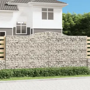 Kaarekujulised gabioonkorvid aiaseinaks, 10 tk, tsingitud raud, hõbedane, 400 x 50 x 180/200 cm