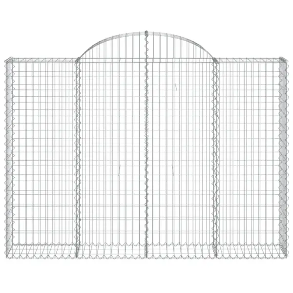 Kaarekujulised gabioonkorvid aiaseinaks, 11 tk komplekt, hõbedane tsingitud raud, 200 x 30 x 140/160 cm – 4