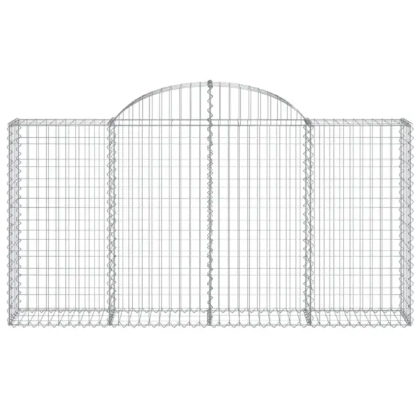 Kaarekujulised gabioonkorvid aiaseinaks, 14 tk, tsingitud rauast, hõbedane, 200 x 30 x 100/120 cm – 4