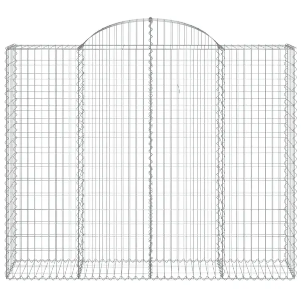 Kaarekujulised gabioonkorvid aiaseinaks, 14 tk, hõbedane tsingitud raud, 200 x 50 x 160/180 cm – 4