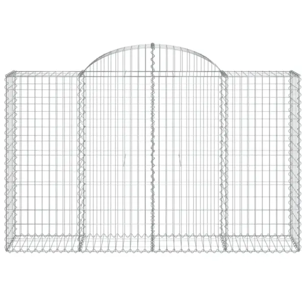 Kaarekujulised gabioonkorvid aiaseinaks, 15 tk, tsingitud rauast, hõbedane, 200 x 50 x 120/140 cm – 4