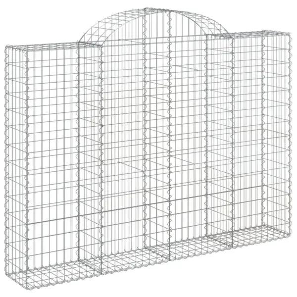 Kaarekujulised gabioonkorvid aiaseinaks, 15 tk, tsingitud raud, hõbedane, 200 x 30 x 140/160 cm – 3