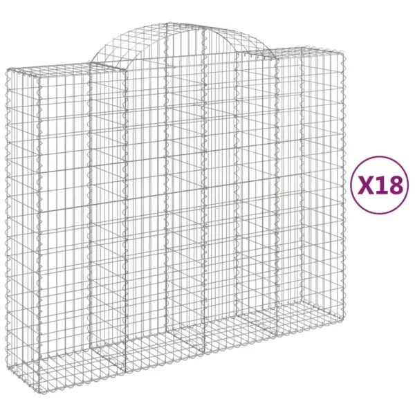 Kaarekujulised gabioonkorvid aiaseinaks, 18 tk, tsingitud raud, 200 x 50 x 160/180 cm - 2