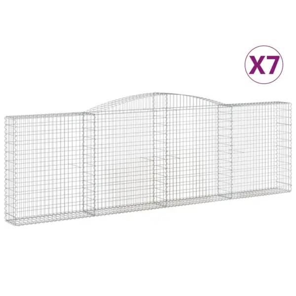 Kaarekujulised gabioonkorvid aiaseinaks, 7 tk, hõbedane tsingitud raud, 400 x 30 x 120/140 cm – 2