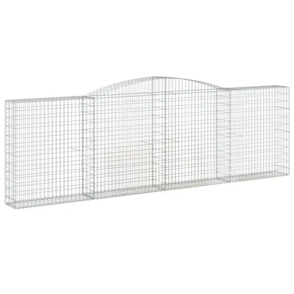 Kaarekujulised gabioonkorvid aiaseinaks, 7 tk, hõbedane tsingitud raud, 400 x 30 x 120/140 cm – 3