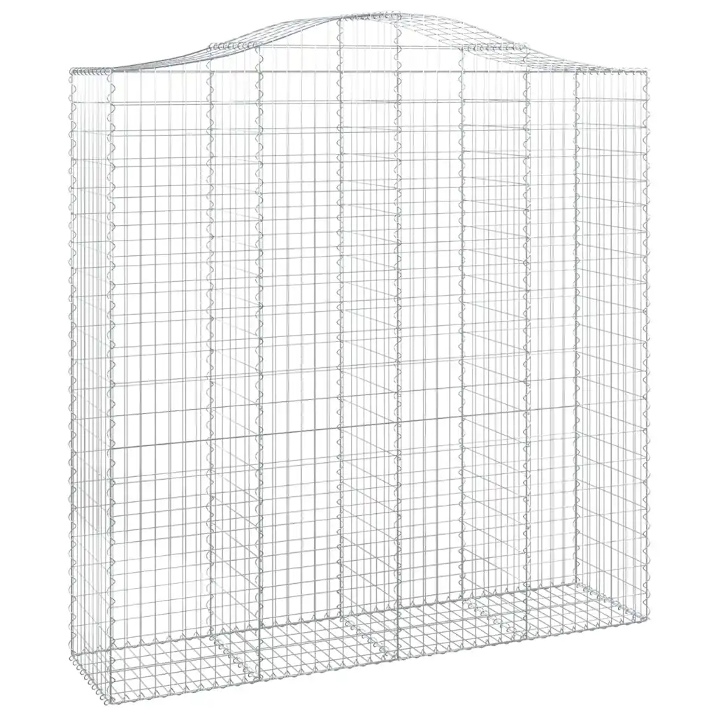 Kaarekujulised gabioonkorvid aiaseinaks, 8 tk, tsingitud raud, hõbedane, 200 x 50 x 200/220 cm