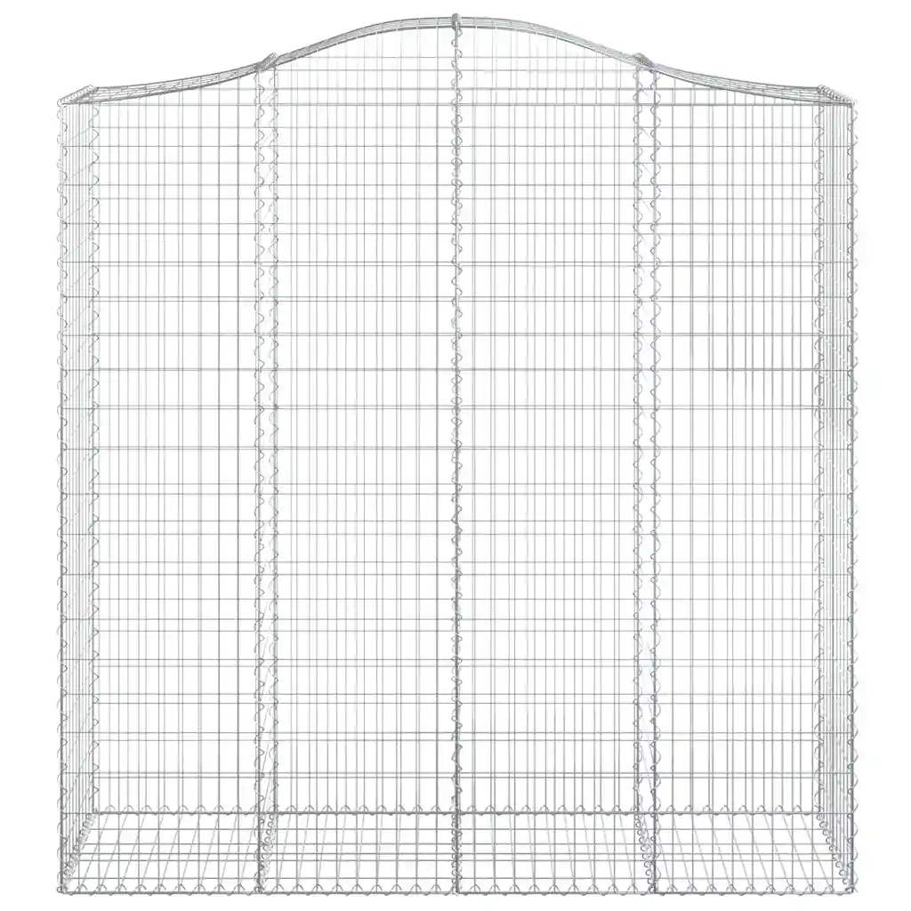Kaarekujulised gabioonkorvid aiaseinaks, 8 tk, tsingitud raud, hõbedane, 200 x 50 x 200/220 cm