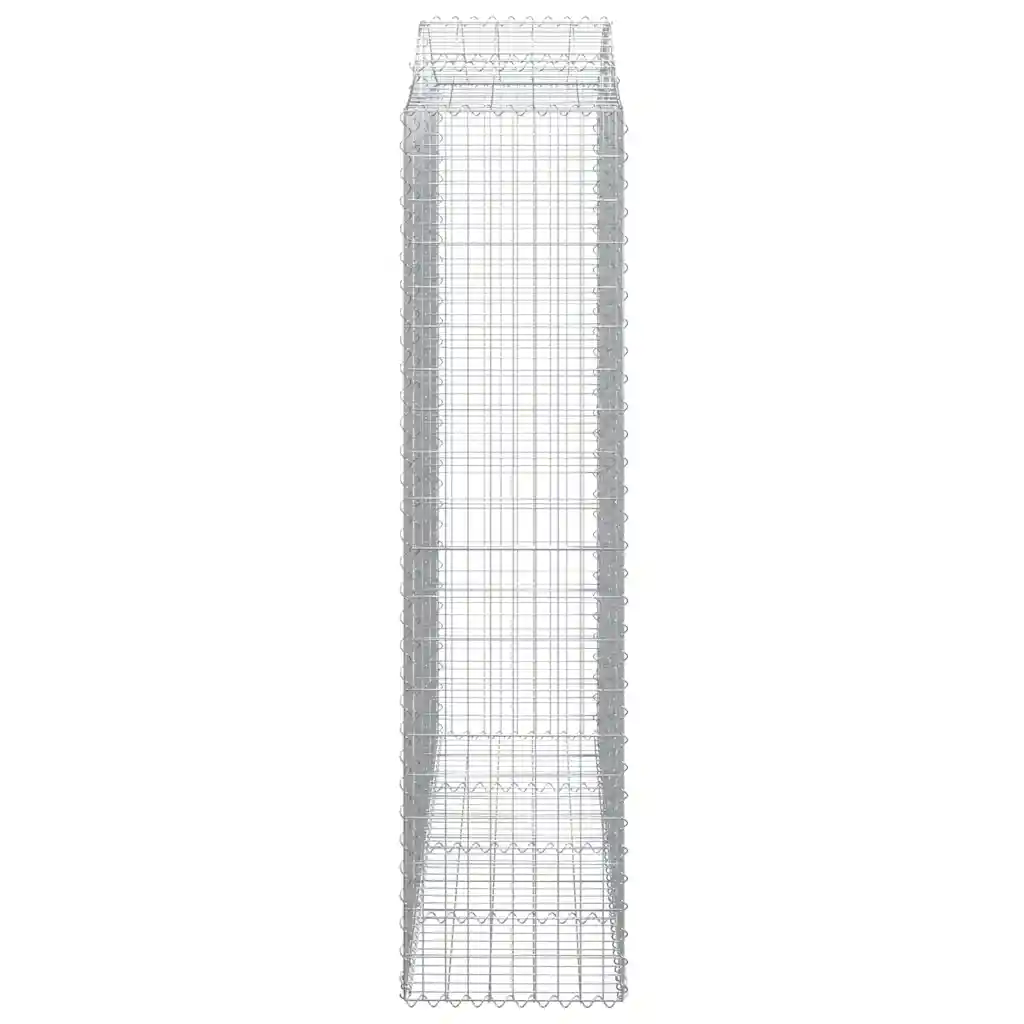Kaarekujulised gabioonkorvid aiaseinaks, 8 tk, tsingitud raud, hõbedane, 200 x 50 x 200/220 cm
