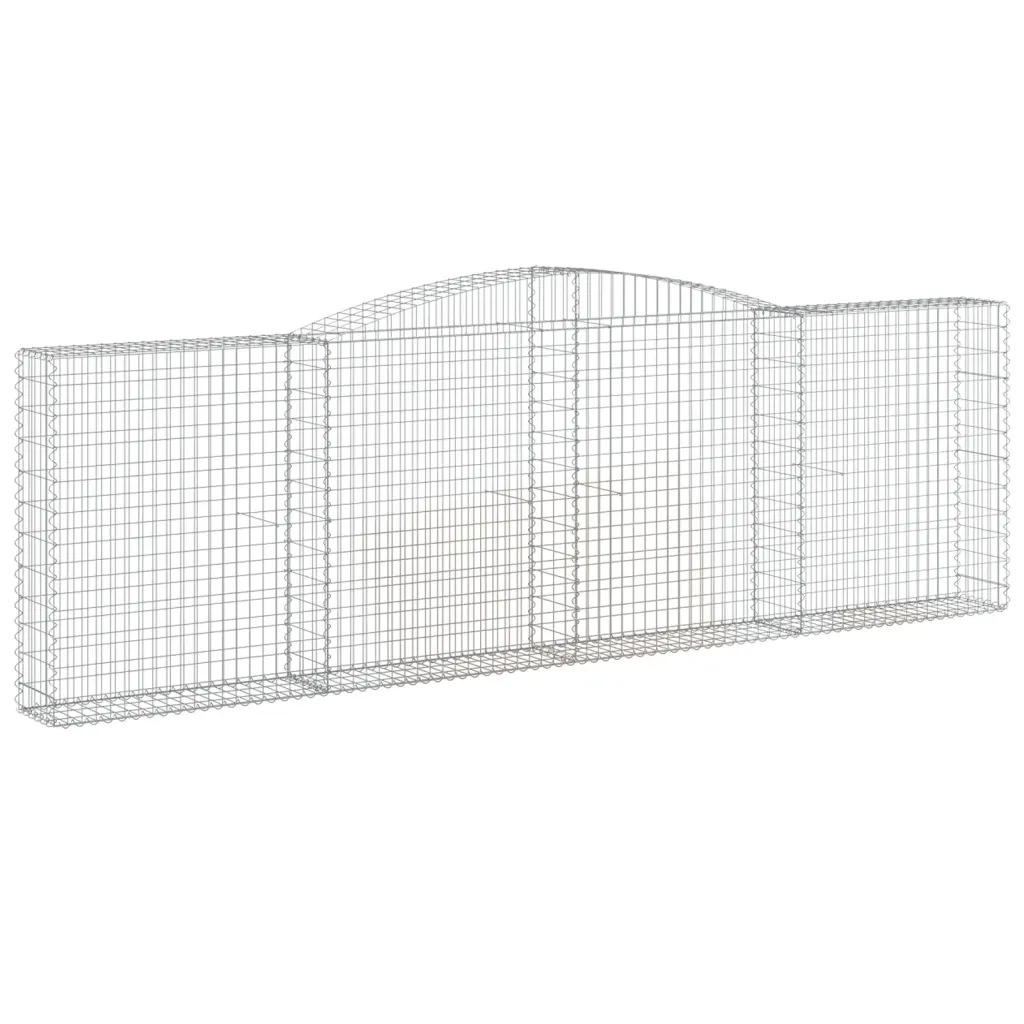 Kaarekujulised gabioonkorvid aiaseinaks, 8 tk, tsingitud raud, hõbedane, 400 x 30 x 120/140 cm