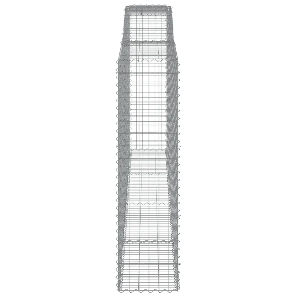 Kaarekujulised gabioonkorvid aiaseinaks, 8 tk, hõbedane, tsingitud raud, 400 x 50 x 180/200 cm