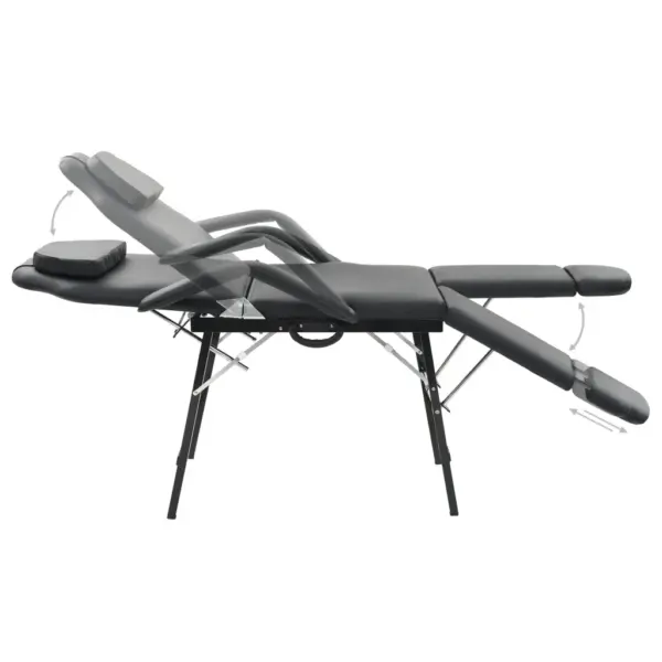 Kaasaskantav näo- ja massaažitool, must kunstnahk, reguleeritav selja- ja jalatugi, kandekotiga – 3