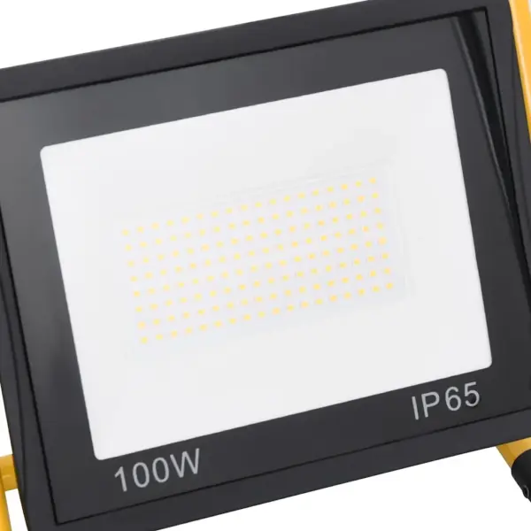 Käepidemega LED-prožektor 100 W, soe valge 3000 K, 7000 lm, must-kollane – 9