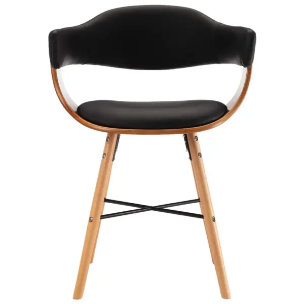 Käetugedega söögitoolid, 2 tk, must kunstnahk, painutatud pöökpuitraam – 4