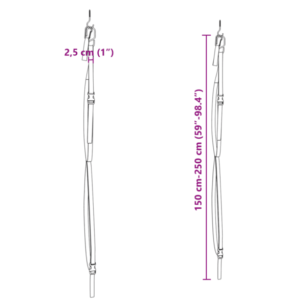 Reguleeritavad kahe kajaki hoiustamisrihmad aeruklambritega, must, 50 kg – 10