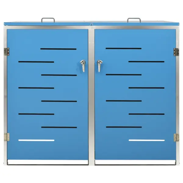 Kahe prügikasti kuur, taevasinine tsingitud teras, lukustatav, 138 x 77,5 x 112,5 cm – 5